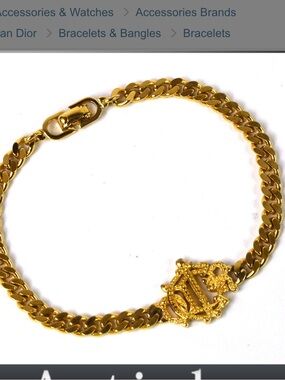 Dior Gold-Tone Chain Bracelet with Signature Emblem